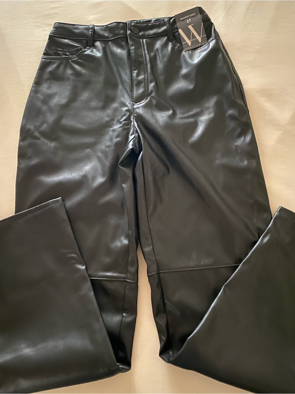Worthington Black Faux Leather Straight Leg Pants